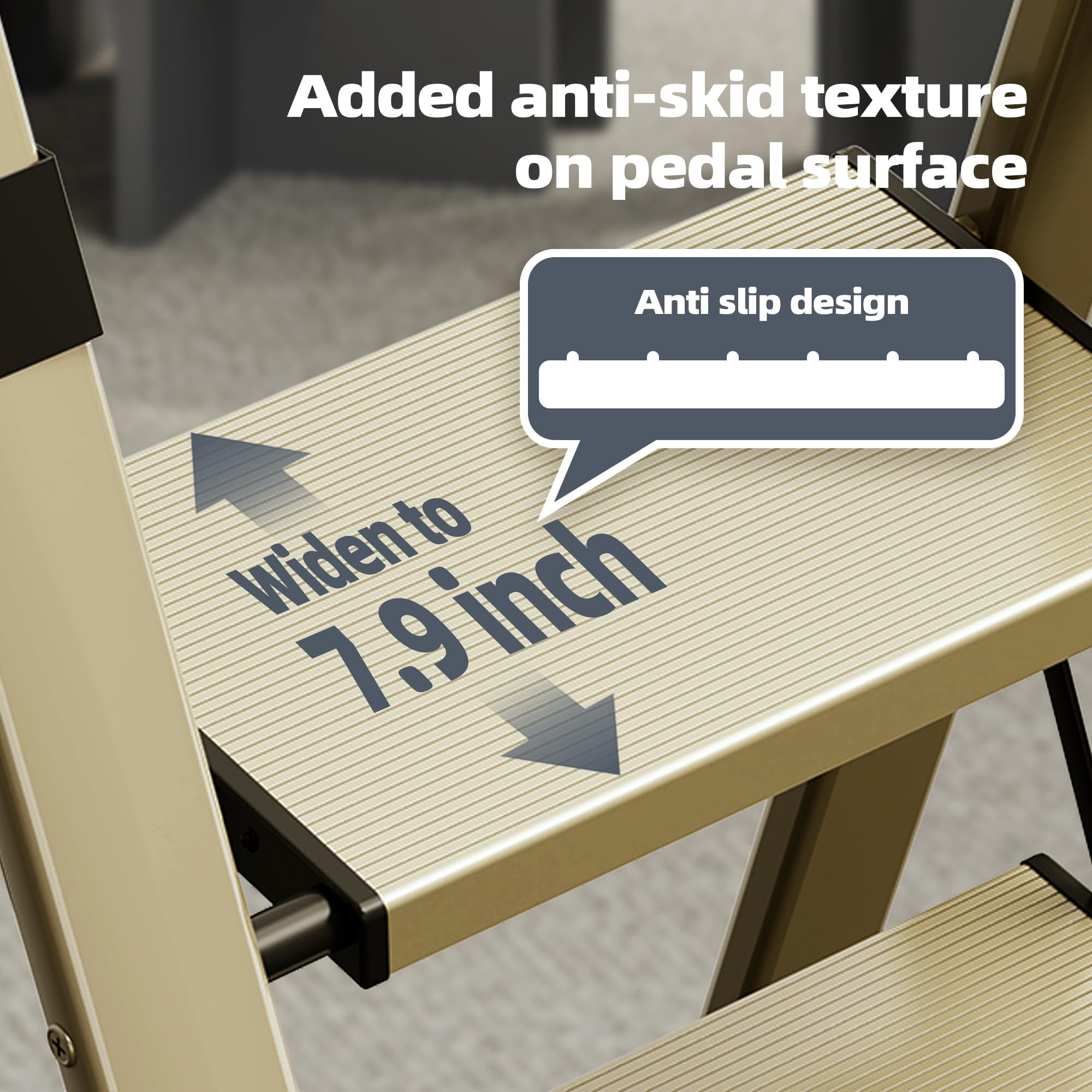 HillhutApex 3 Step Foldable Aluminum Step Ladder with Handgrip, Anti-Slip Pedal, 330 lbs Capacity... | Amazon (US)