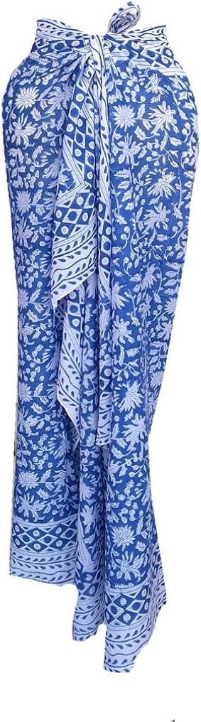 Rastogi Handicrafts 100% Cotton Hand Block Print Sarong Womens Swimsuit Wrap Cover Up Long (73" x... | Amazon (US)