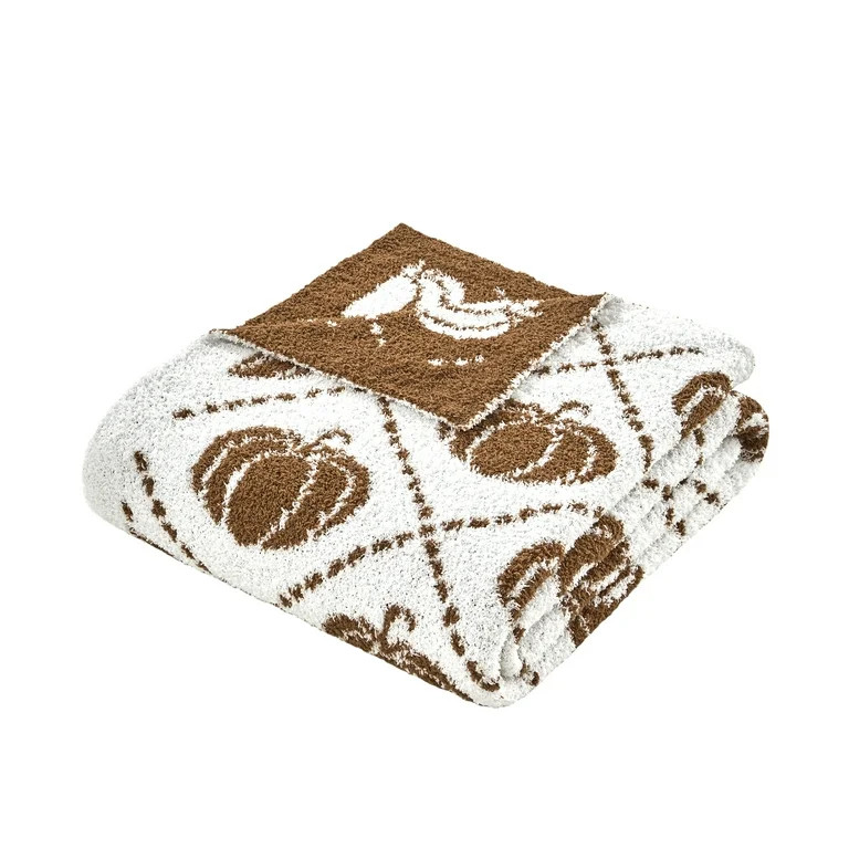 My Texas House White/Ginger Cozy Knit Pumpkin Throw, 50" x 60" | Walmart (US)