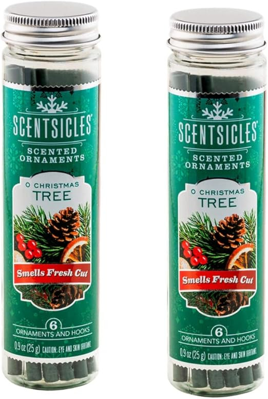 Scentsicles O Christmas Tree Scented Ornaments with Hooks - 2 Bottles (12 Sticks Total) | Amazon (US)
