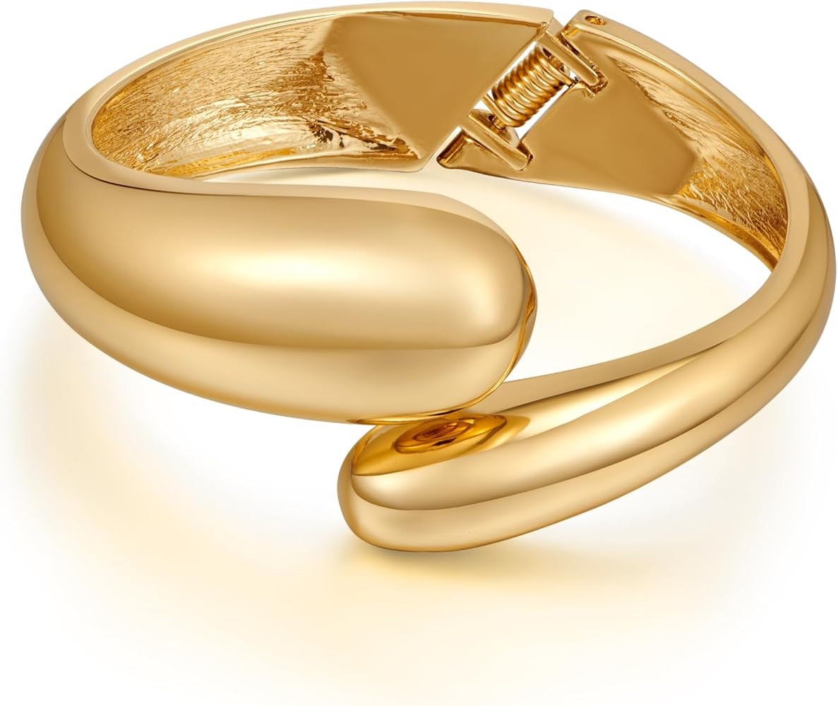 Gold Bangle Bracelets for Women Chain Hinge Cuff Bangles Fashion Chunky Elastic Bracelet for Teen... | Amazon (US)