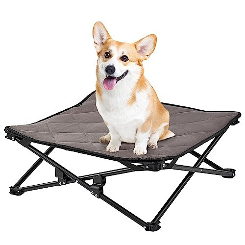KingCamp Raised Dog Cot Bed for Small Dogs - Portable Outdoor Camping Pet Bed with Washable Mattress, Foldable Durable Frame & Breathable Mesh, Black, 22.44"x22.44"x9.06 | Amazon (US)