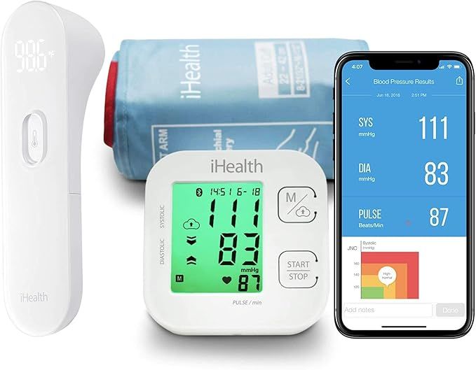 iHealth No Touch Thermometer for Adults and iHealth Track Wireless Blood Pressure Monitor | Amazon (US)