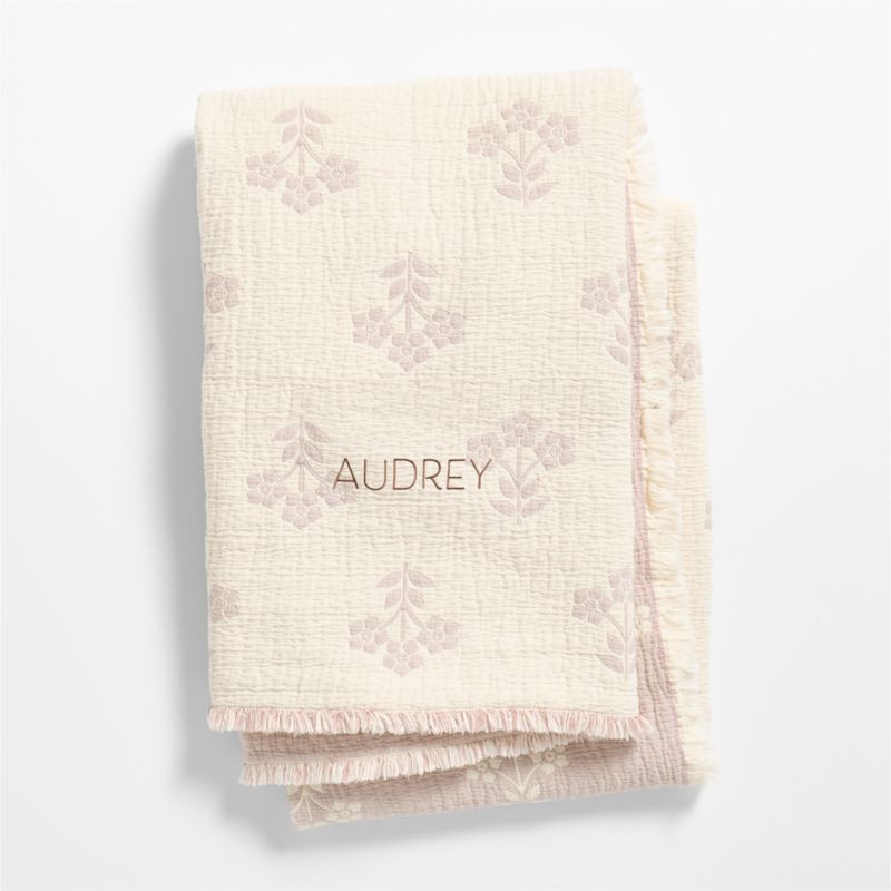 Flora Floral Matelasse Sunset Purple Organic Cotton Baby Stroller Blanket | Crate & Barrel