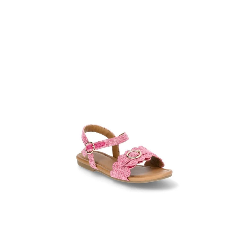 Wonder Nation Girl Scalloped 2 Strap Raffia Sandals | Walmart (US)