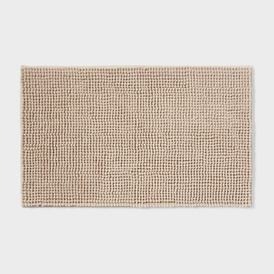 20"x34" Low Chenille Memory Foam Bath Rug Tan - Threshold™ | Target