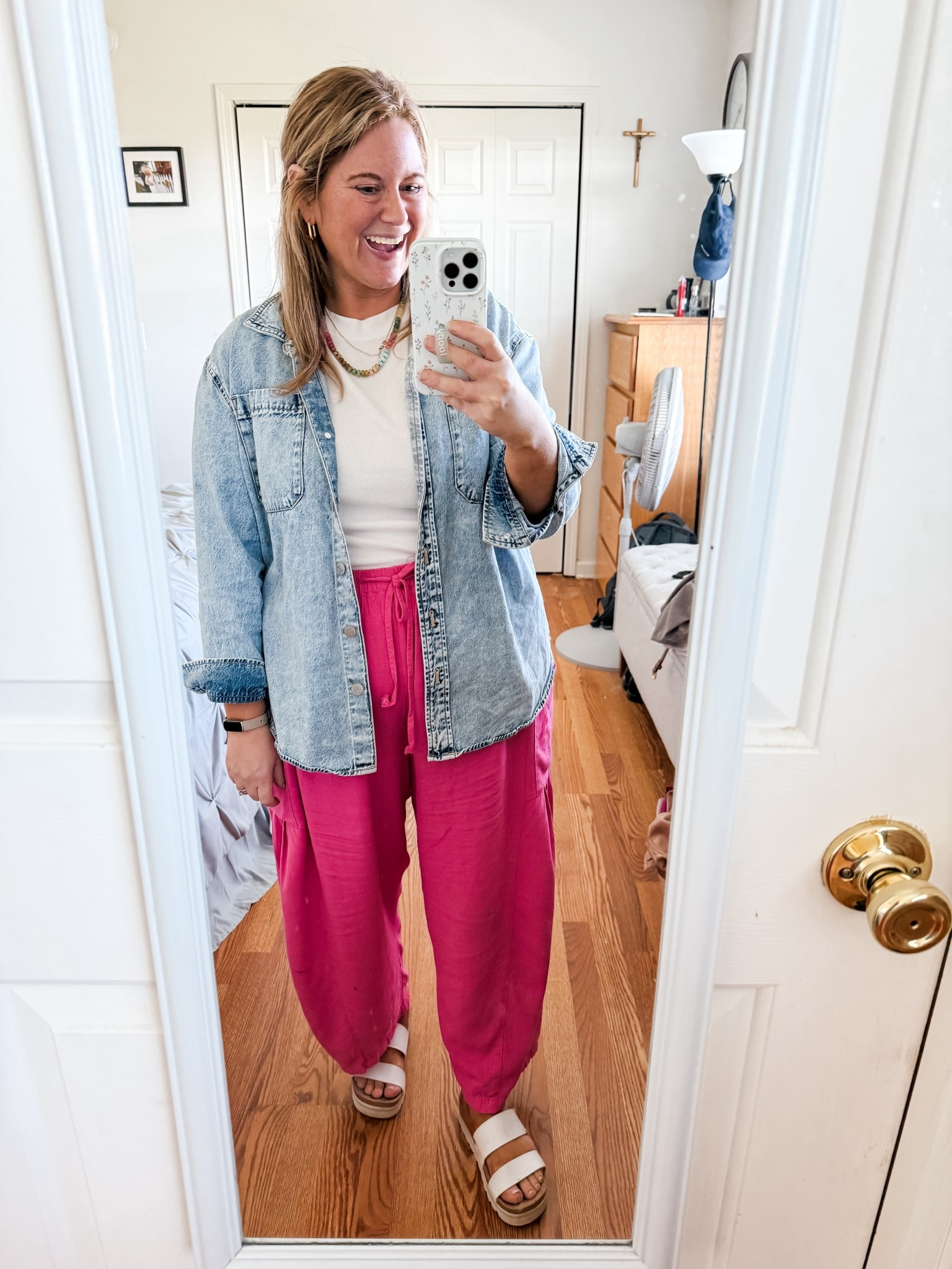 Teacher outfit for pink day! Wearing a large in the pants and denim top and an XL in the tee  

#LTKPetite #LTKSeasonal #LTKMidsize