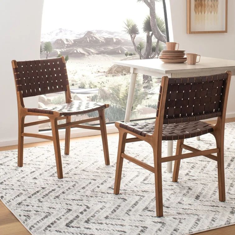 Plumville Woven Leather Dining Chair (Set of 2) | Wayfair North America