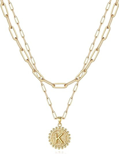 Amazon.com: Yoosteel Gold Necklaces for Women Girls, 14K Gold Plated Dainty Paperclip Link Chain ... | Amazon (US)