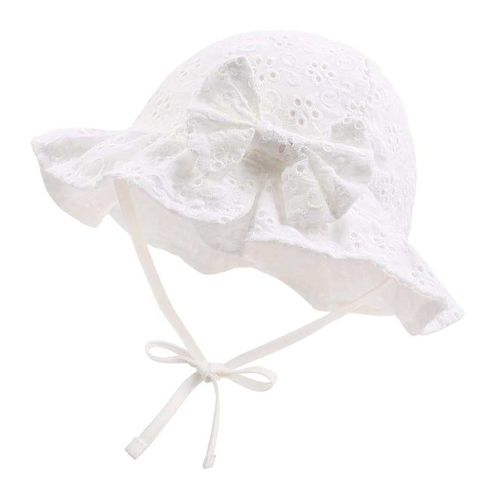 JANGANNSA Bow Baby Girls Summer Hat Flower Toddler Girls Sun Hat Cotton Breathable Infant Hat | Amazon (US)