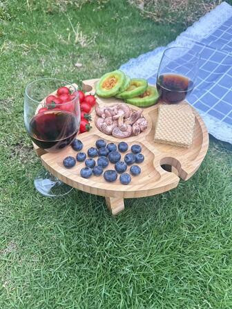 1pc Wooden Round Tray | SHEIN