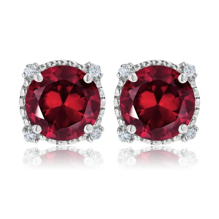 JeenMata 3.5 Carat Round Cut July Birthstone Stud Earrings - Halo Milgrain Earrings in 18K White ... | Walmart (US)