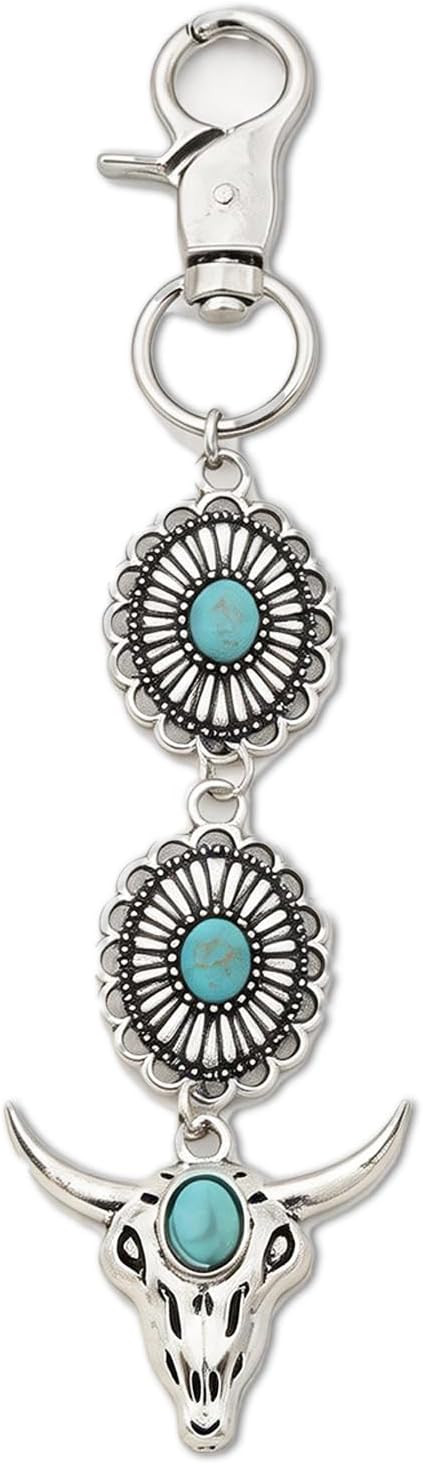 Western Keychain Bag Charms - Boho Turquoise Purse Charm Car Key Chain Bags Accessories Women Cow... | Amazon (US)
