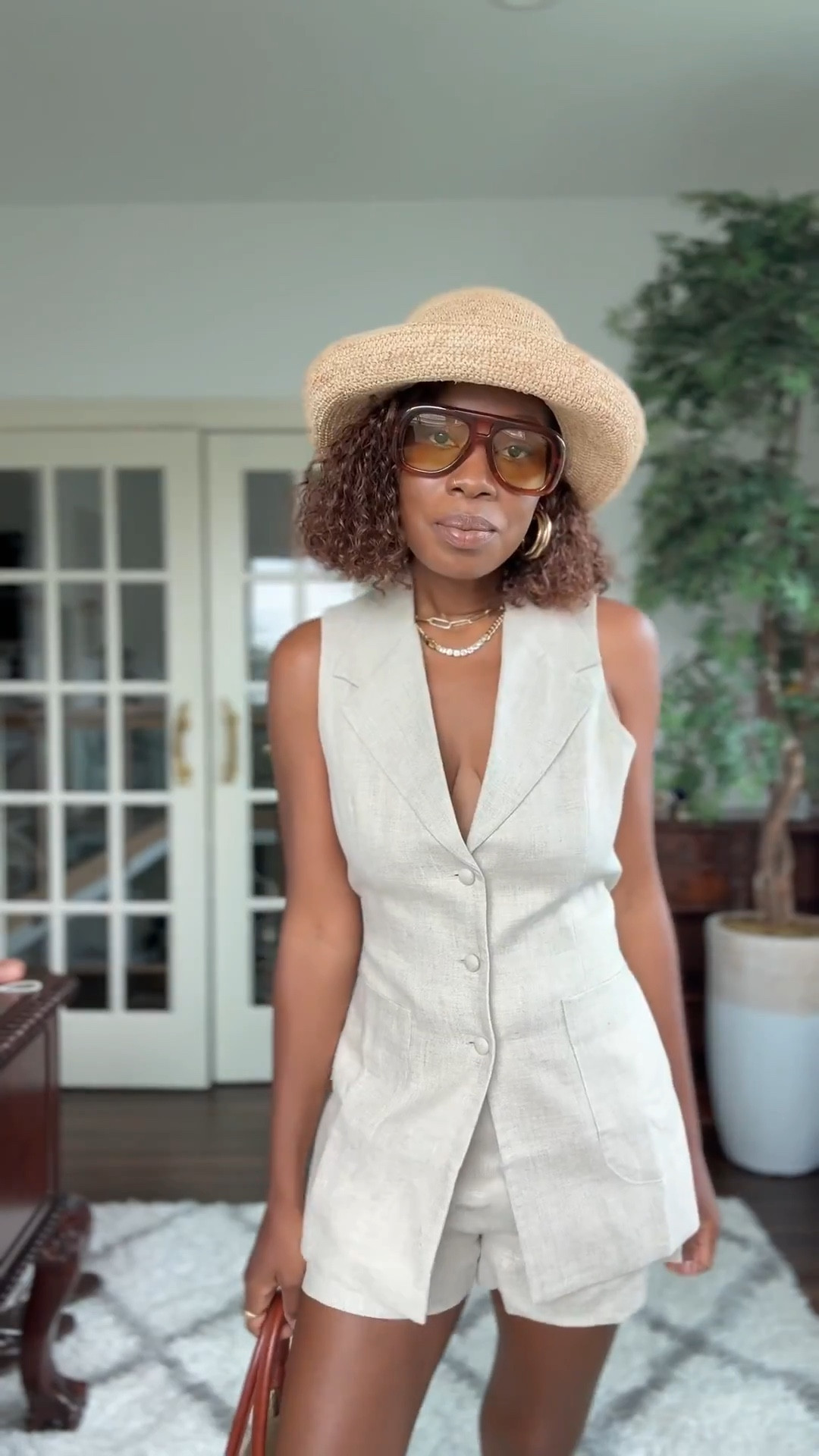 Matching linen vest and shorts. Perfect vacation outfit. Use code ENOCHA for 10% off the necklaces 

#LTKTravel #LTKStyleTip #LTKSummerEdit