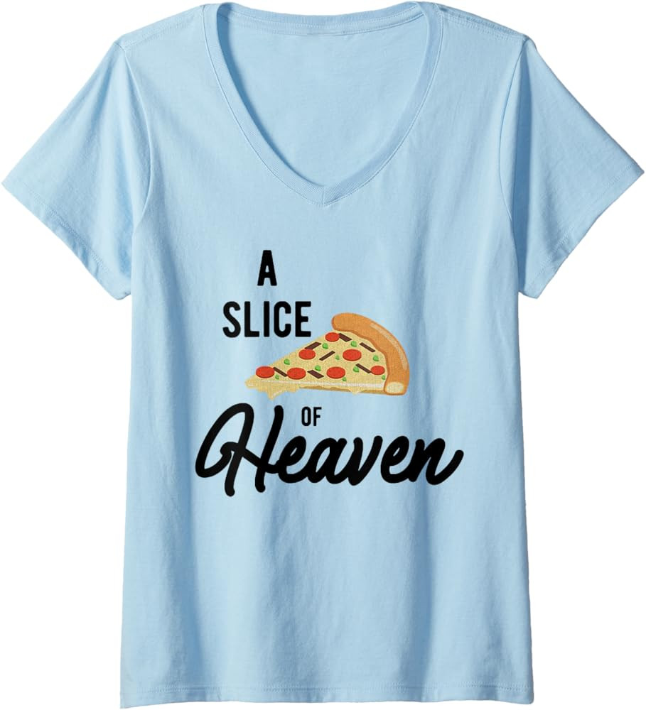 Womens A slice of mystical pizza in the sky style V-Neck T-Shirt | Amazon (US)