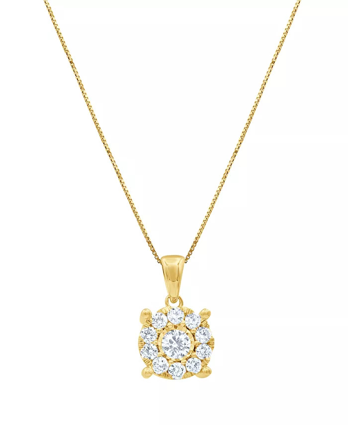 Diamond Halo 18" Pendant Necklace (3/4 ct. t.w.) in 14k White, Yellow or Rose Gold | Macy's