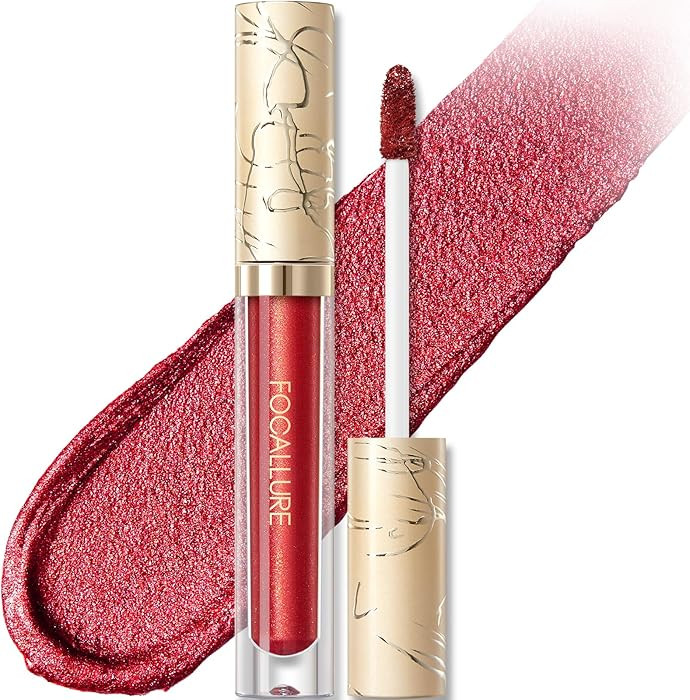 FOCALLURE Metallic Liquid Lipstick,Non Stick Cup Lip Gloss,High Impact Lip Color with Transfer-pr... | Amazon (US)