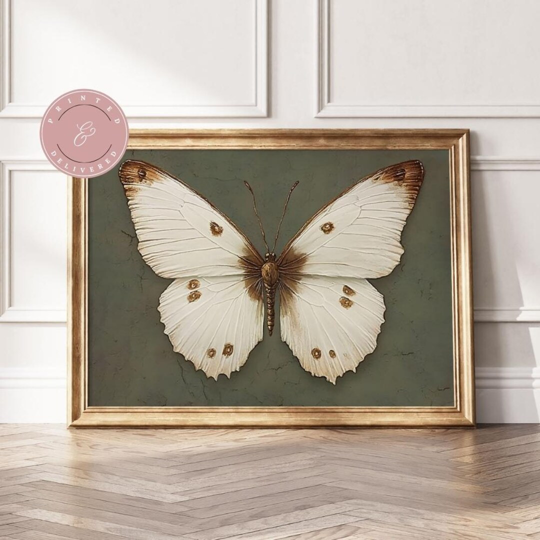 Vintage Butterfly Physical Print Dark Moody Shipped Print Wall Art Cottagecor Decor Farmhouse Pri... | Etsy (US)