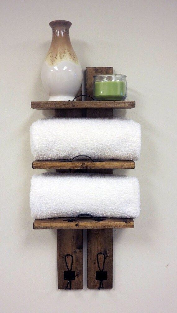 Bathroom Towel Rack | Farmhouse Towel Rack | Towel Rack | Wall Mount Towel Rack | Wood Towel Rack | Etsy (US)