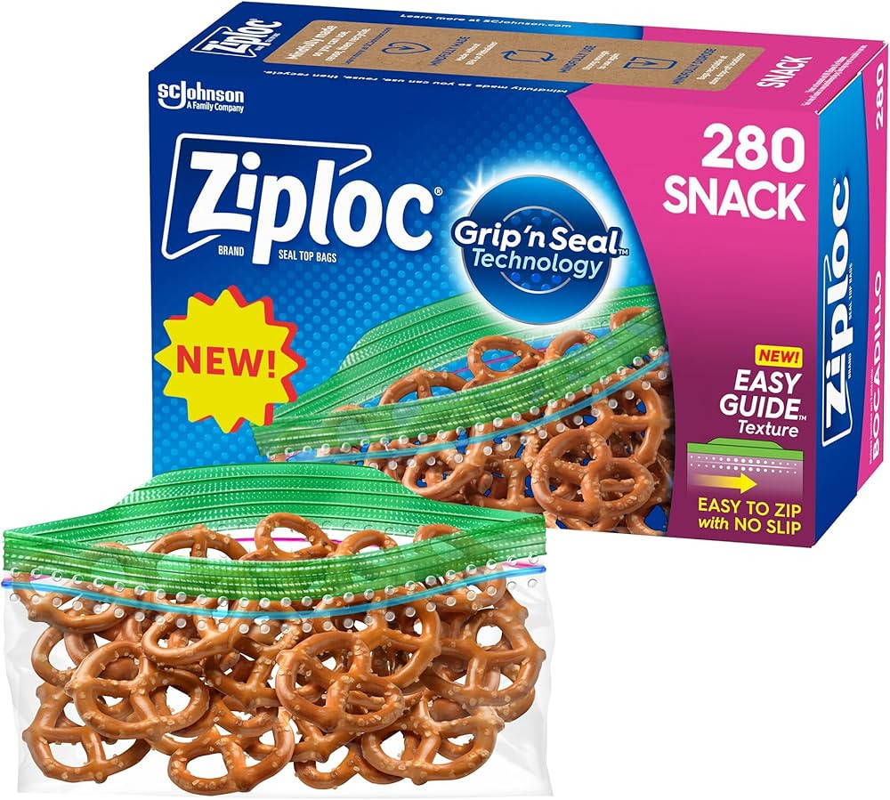 Ziploc Snack Bags, Storage Bags for On the Go Freshness, Grip 'n Seal Technology for Easier Grip,... | Amazon (US)