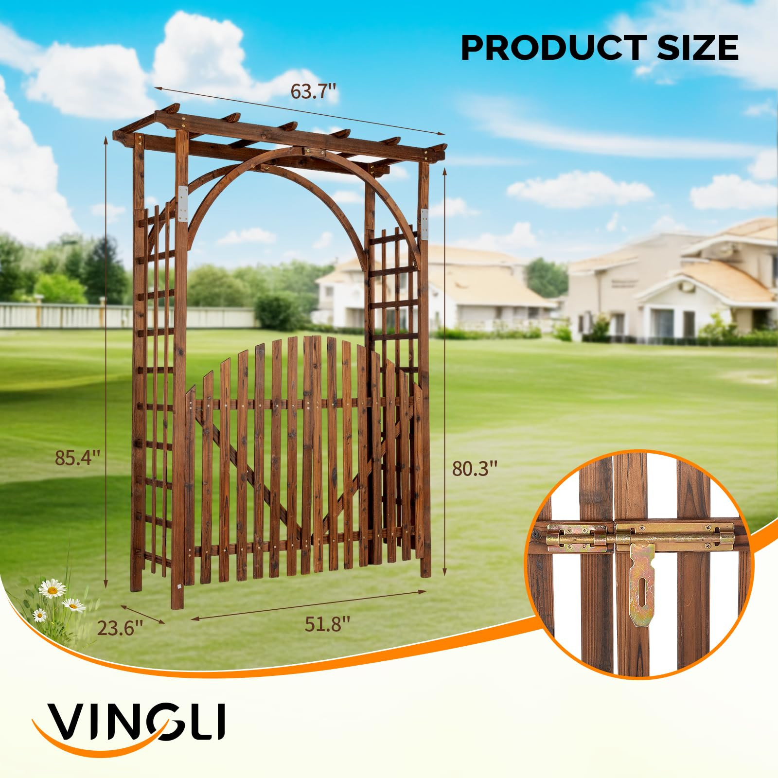 VINGLI 85in Wooden Arbor, Wedding Arch for Ceremony, Wood Trellis for Plant Climbing, Christmas D... | Amazon (US)