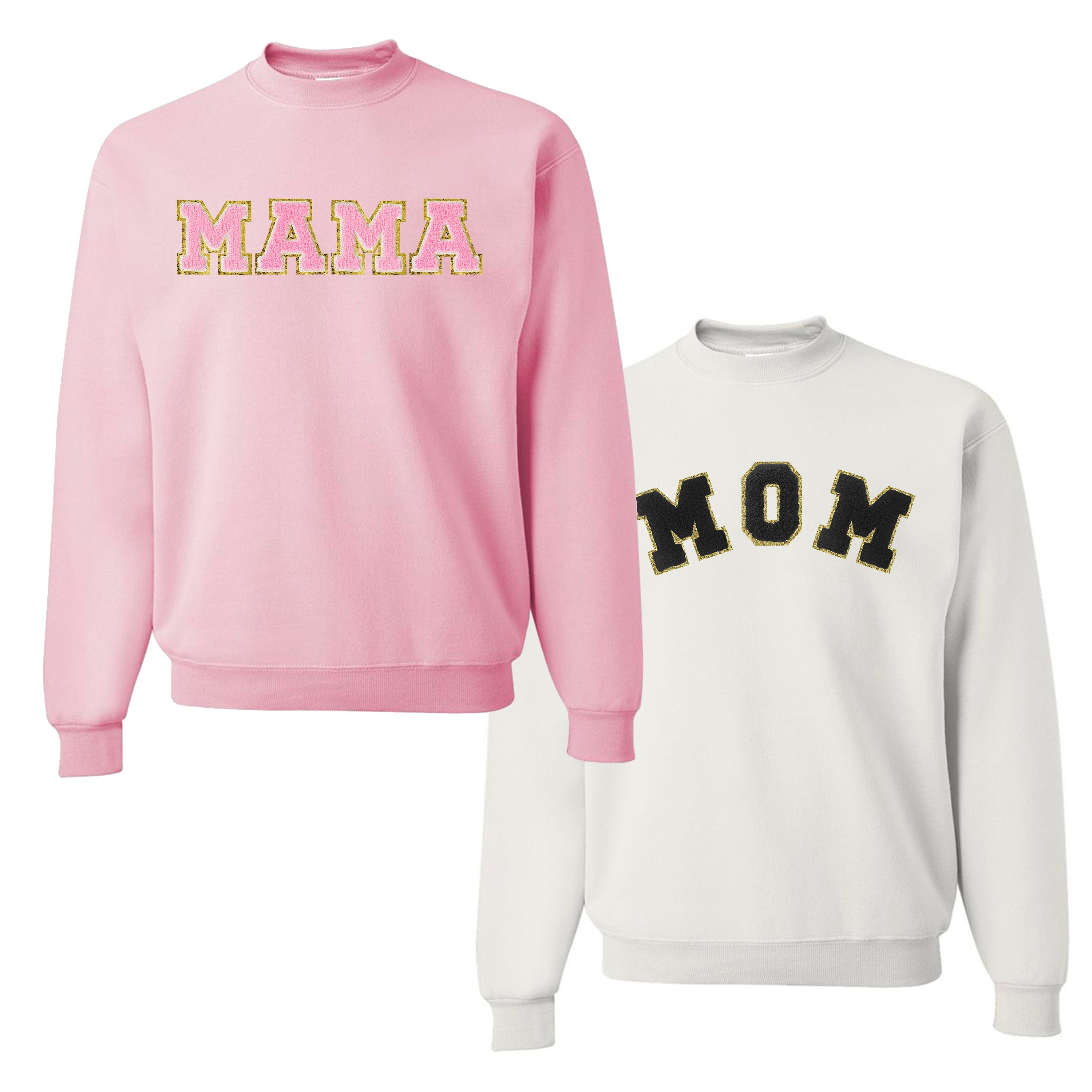 Mama/Mom Letter Patch Crewneck Sweatshirt | United Monograms