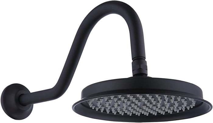 Antique Brass Rain Shower Head, 9" Vintage Shower Heads with Extension Curved Shower Arm, Traditi... | Amazon (US)