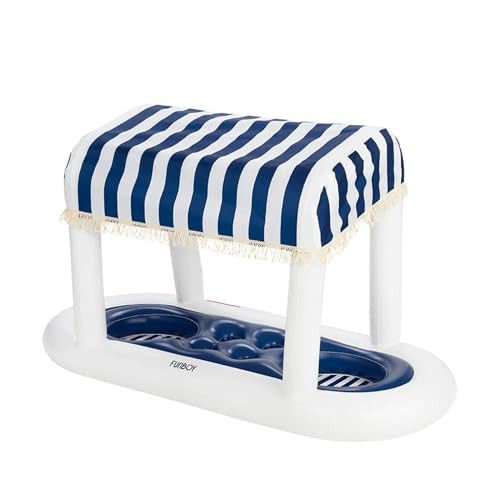 FUNBOY Giant Floating Navy Cabana Stripe Drink Station, Removable Fabric Shade with Fringe, Perfect for Parties, Table-Top Decorations and in-Pool Refreshments. | Amazon (US)