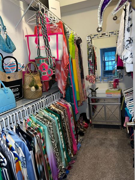 Glam closet organization! I decided to add pops of color and mirrors to open the space! #closetorganization #glamdecor #mirrorfurniture #homedecor #closetmakeover #organization #homeorganization

#LTKMostLoved #LTKhome #LTKfindsunder100