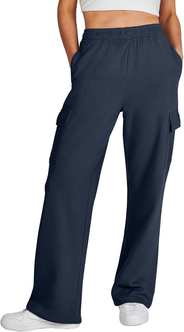 ANRABESS Womens Cargo Sweatpants Casual Baggy Fleece High Waisted Athletic Lounge Pants | Amazon (US)