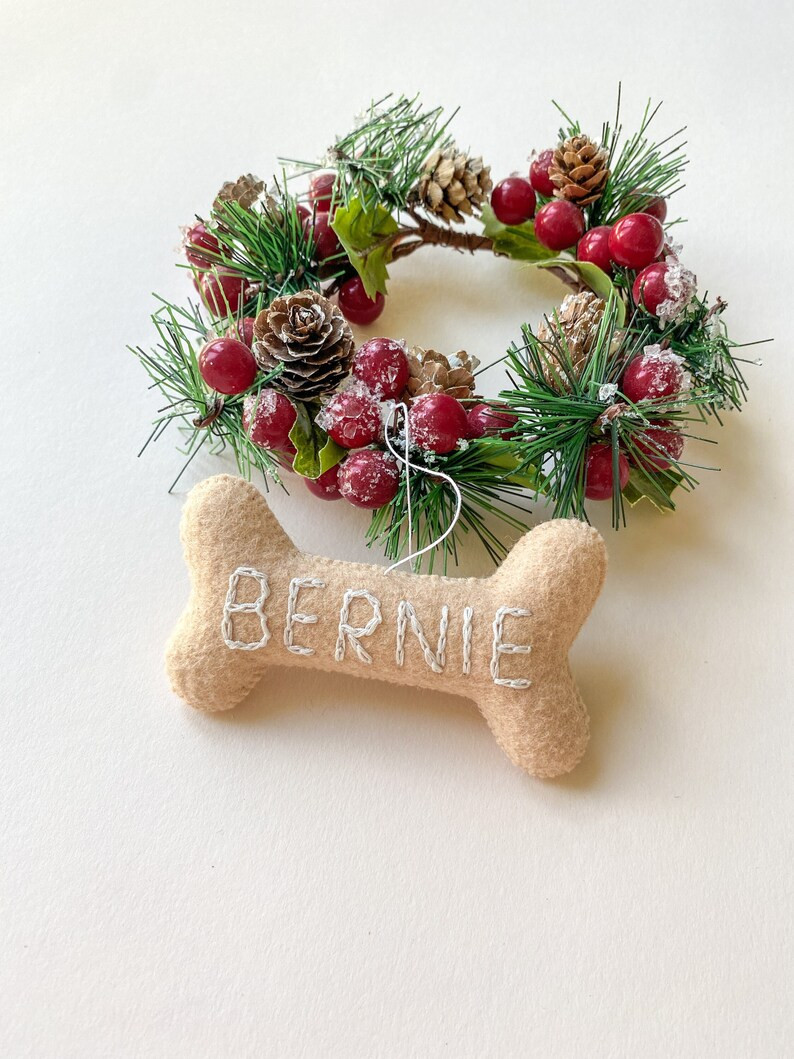 Personalized Felt Dog Bone Ornament Christmas/ Dog Stocking Tag - Etsy | Etsy (US)
