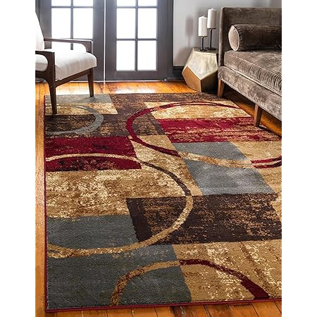 Home Dynamix Vega Modern Area Rug, Geometric Black/Brown/Red 5'2"X7'2" | Amazon (US)