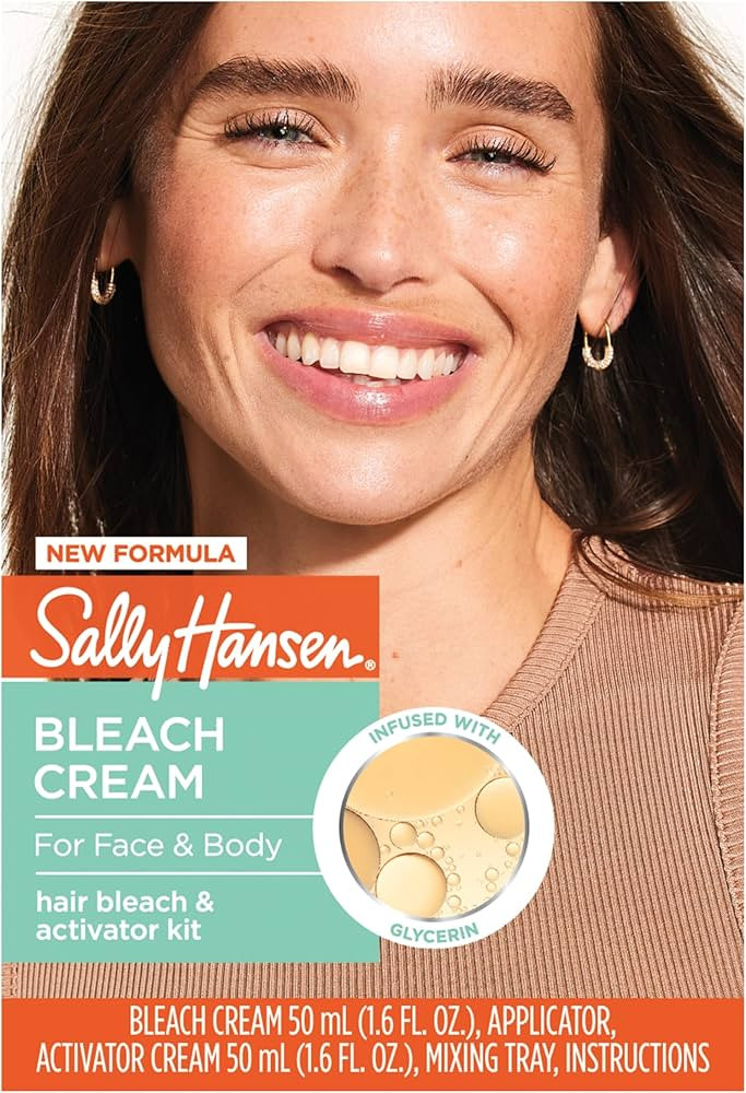 Sally Hansen Bleach Cream for Facial Hair & Body Hair, Vegan Formula, Enriched with Glycerin, All... | Amazon (US)