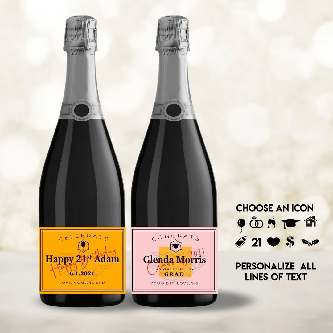 Personalized Champagne Bottle Label for Birthday Wedding - Etsy | Etsy (US)