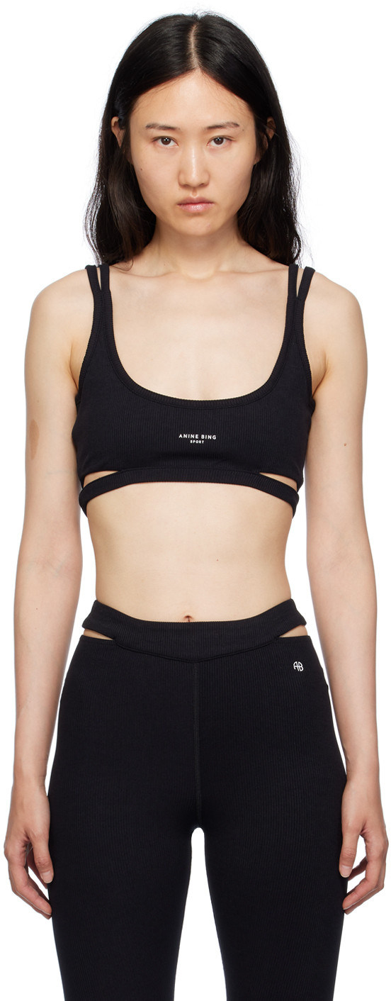ANINE BING Black Amari Sport Bra | SSENSE
