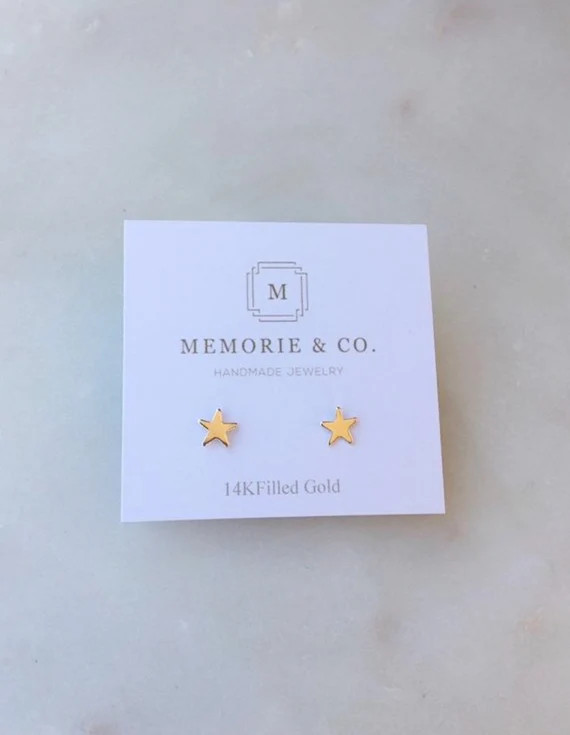 Gold Star Studs | 14k Gold Filled Star Stud Earrings | Minimalist Earrings | Star Earrings | Etsy (US)