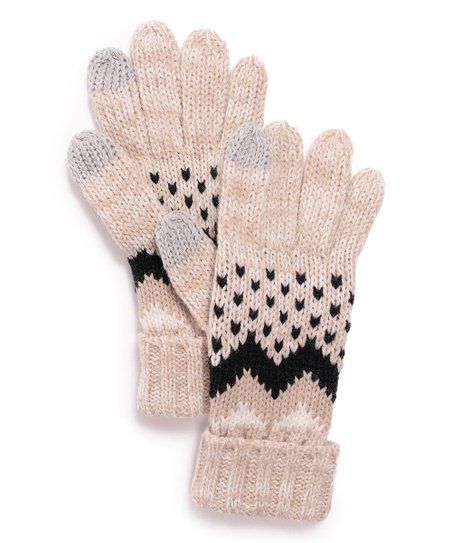 Oatmeal & Black Chevron Gloves | Zulily