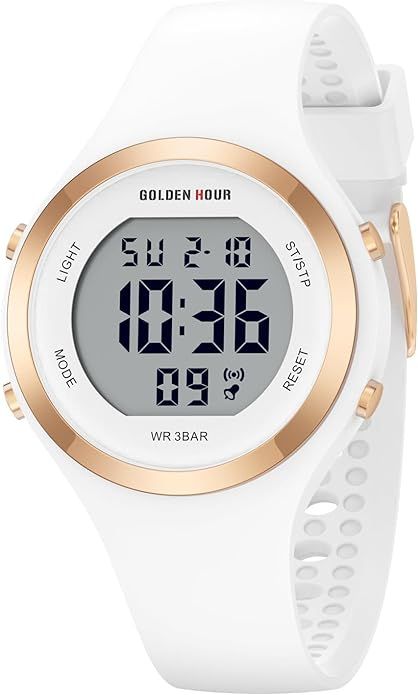 GOLDEN HOUR Waterproof Sport Women's Digital Chronograph Silicone Strap Watch | Amazon (US)