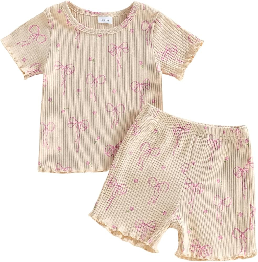 Twopumpkin Baby Girl Summer Clothes Toddler Shorts Set T-Shirt Tank Top and Shorts Two Piece 3 6 ... | Amazon (US)