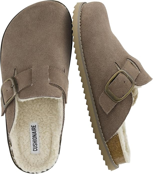 CUSHIONAIRE Blain Fur Genuine Suede Clogs for Women, Cozy Slip-On Womens Slippers with Detailed S... | Amazon (US)
