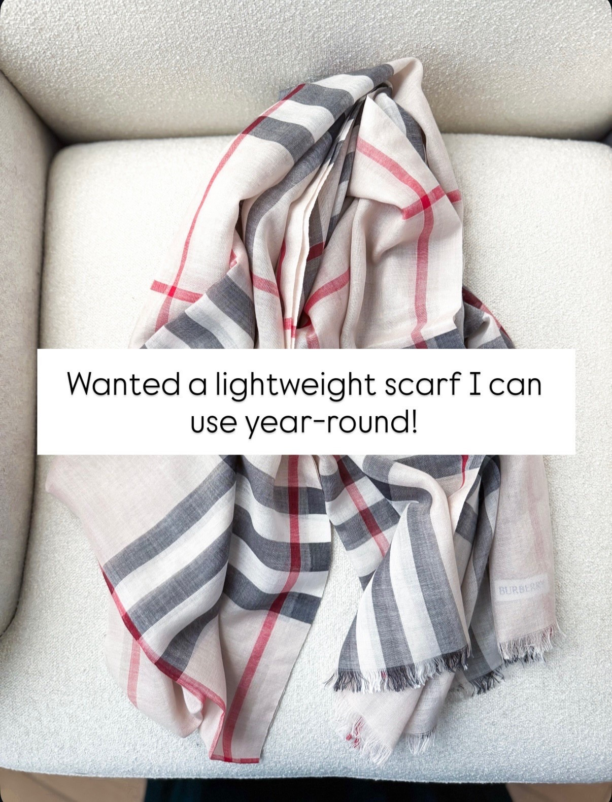 Gift idea for her! I wanted a lightweight scarf I can wear year-round. Burberry wool and silk scarf. Spring style. Spring little. Winter outfit. 


#LTKGiftGuide #LTKSeasonal #LTKTravel