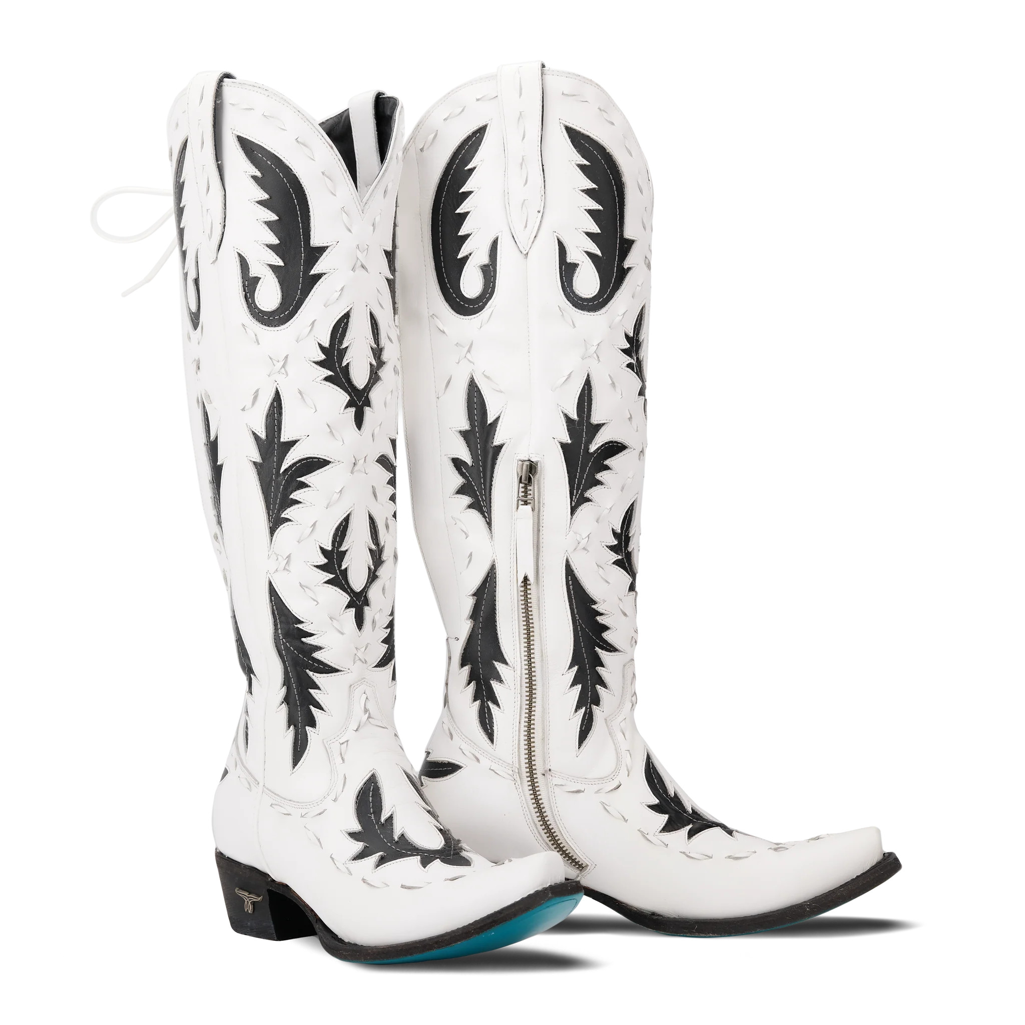 Reverie Knee High Corset - Newsprint | Lane Boots