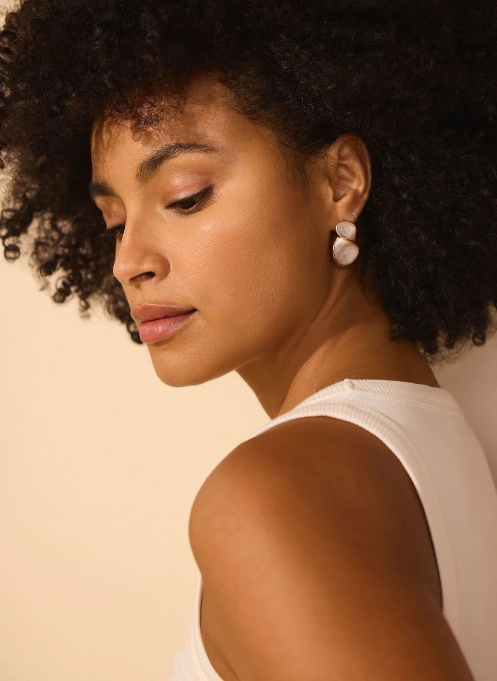 Gold Tone Pearlescent Wave Earrings | Mint Velvet