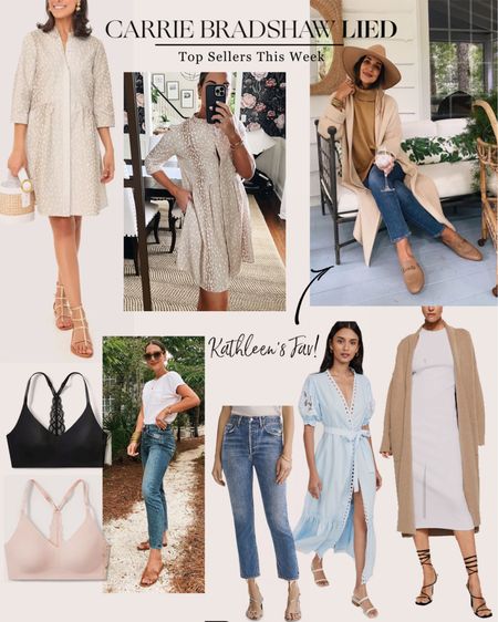 This week’s top sellers - the coatigan sweater that is THE BEST, some of my favorite jeans (run TTS), the sweetest wrap dress (comes in 3 colors), an antelope shirt dress and the most comfy bra you can find on Amazon.