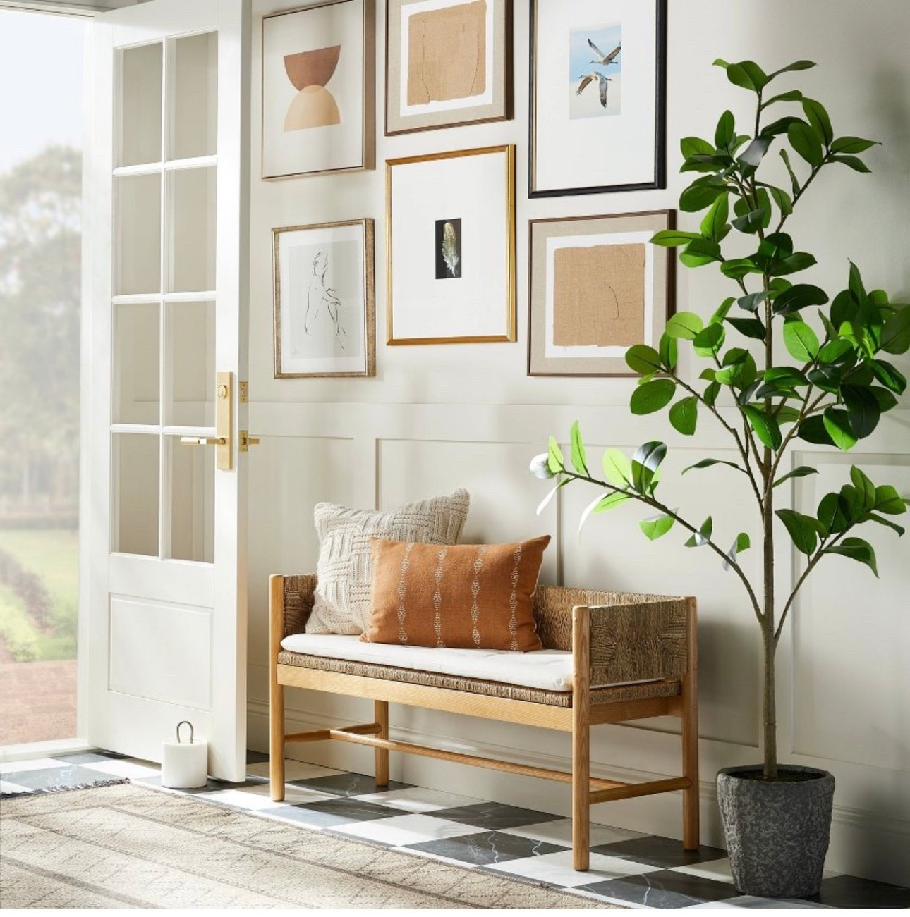 Entry way refresh! Or perfect for a bench infront of your bed! This wooden and wicker bench has been trending and are becoming so popular for entry way styles. Pair it with a few pillows and you're done! 

#LTKHome #LTKSeasonal #LTKSaleAlert