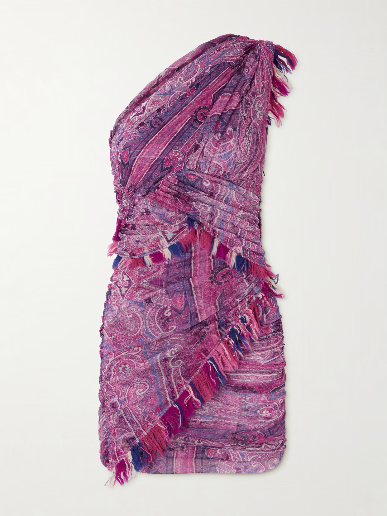 Isabel Marant - One-shoulder Frayed Printed Gauze Mini Dress - Purple | NET-A-PORTER (US)