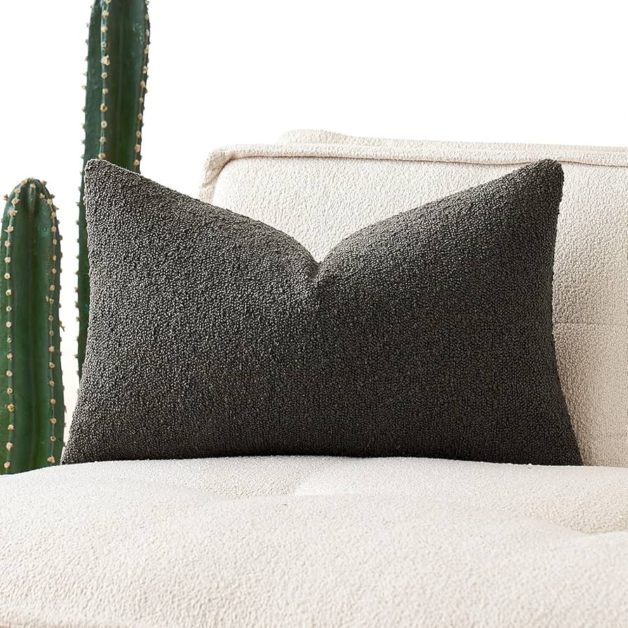 MIULEE Textured Boucle Throw Pillow Cover Dark Coffee Accent Solid Lumbar Pillow Case Decorative ... | Amazon (US)