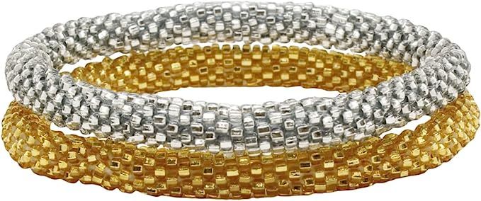 Aid through Trade Beaded Roll-on Bracelet Set (Silver-tone/Gold-tone) | Amazon (US)