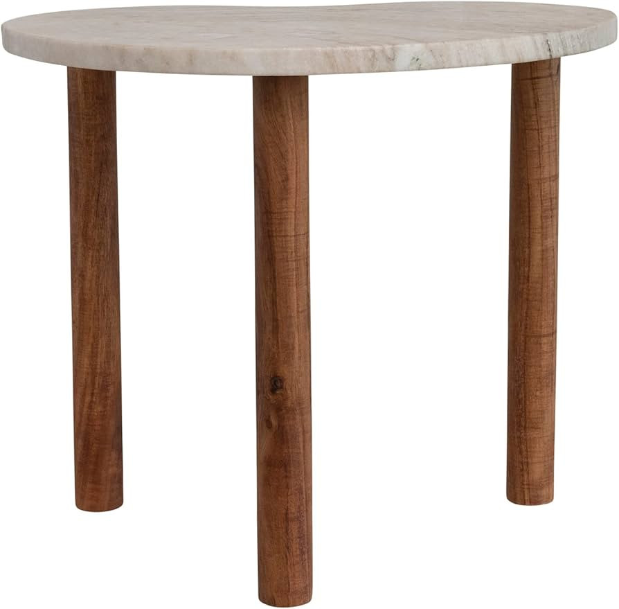 Bloomingville Modern Organically Shaped Marble and Wood, Beige and Natural Side Table | Amazon (US)