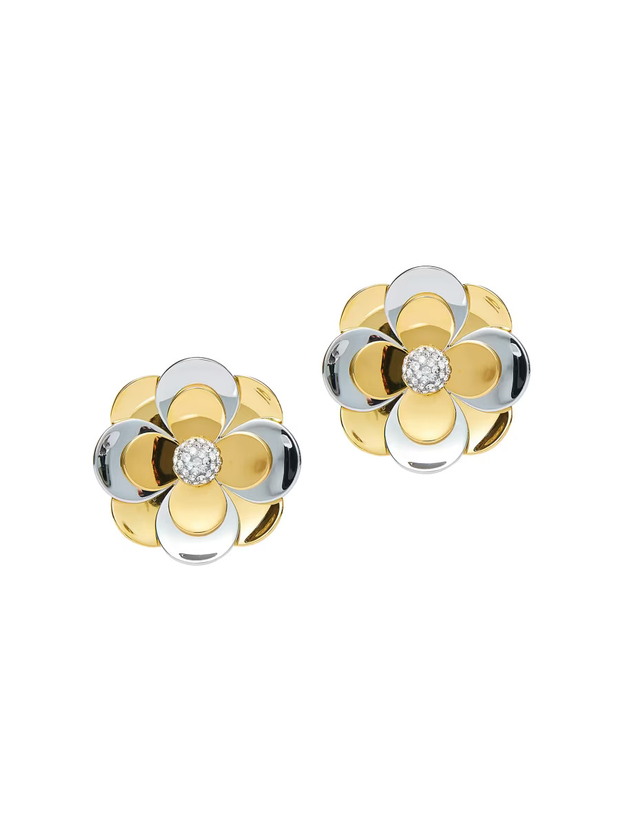 Lele Sadoughi Zinnia Two-Tone &amp; Crystal Flower Earrings | Saks Fifth Avenue